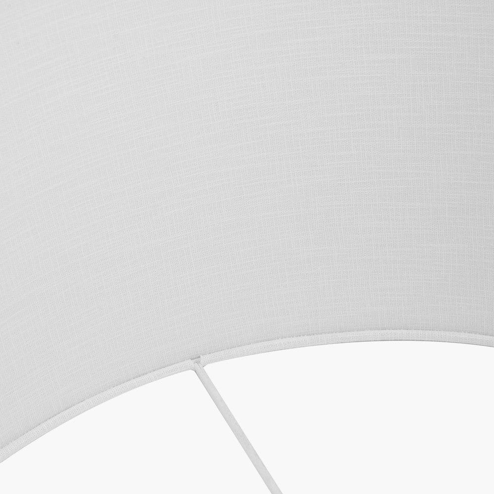 Nelu Grey Engraved Wood Dome Table Lamp Base with Lino 35cm White Self Lined Linen Cylinder Lampshade.