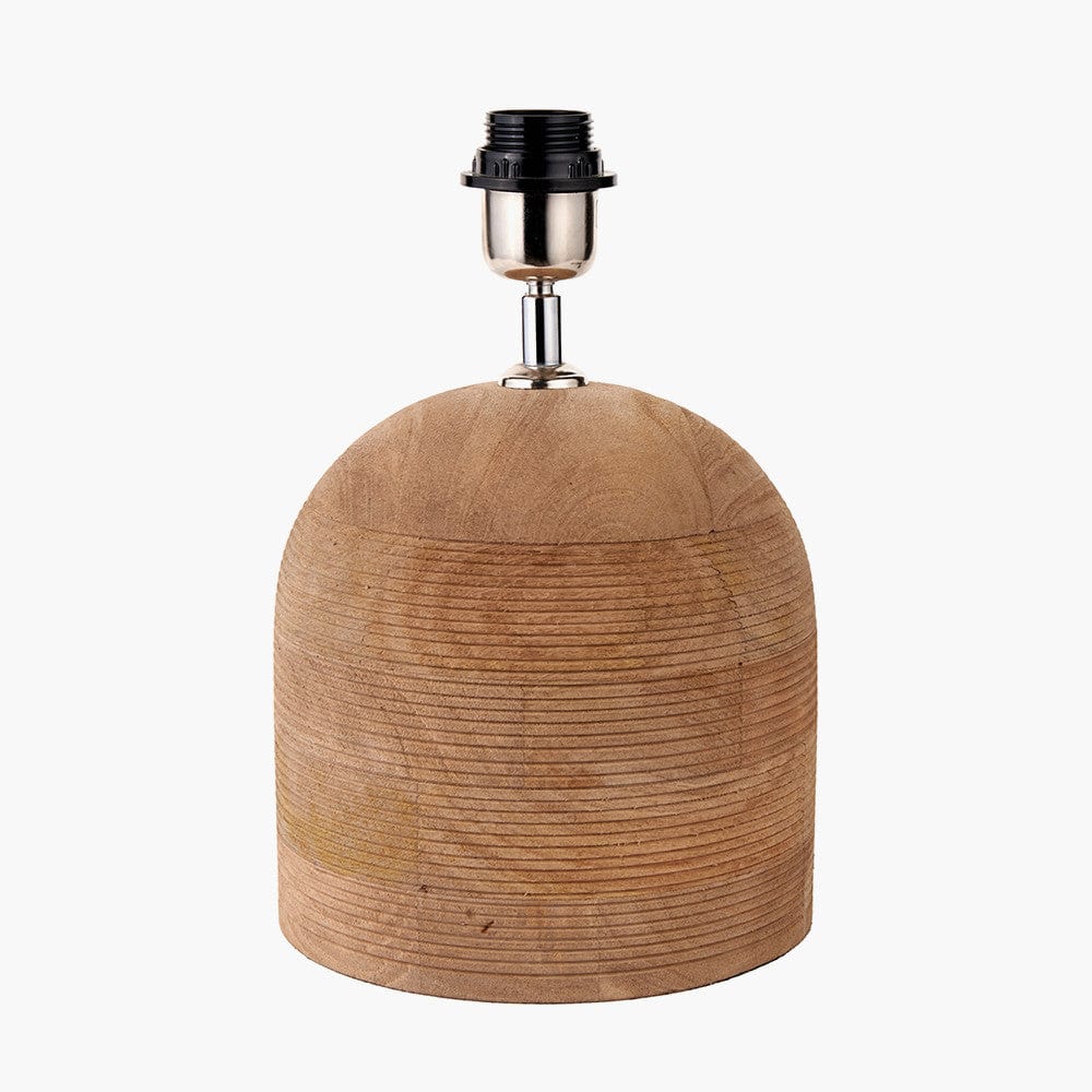 Nelu Natural Engraved Wood Dome Table Lamp Base.