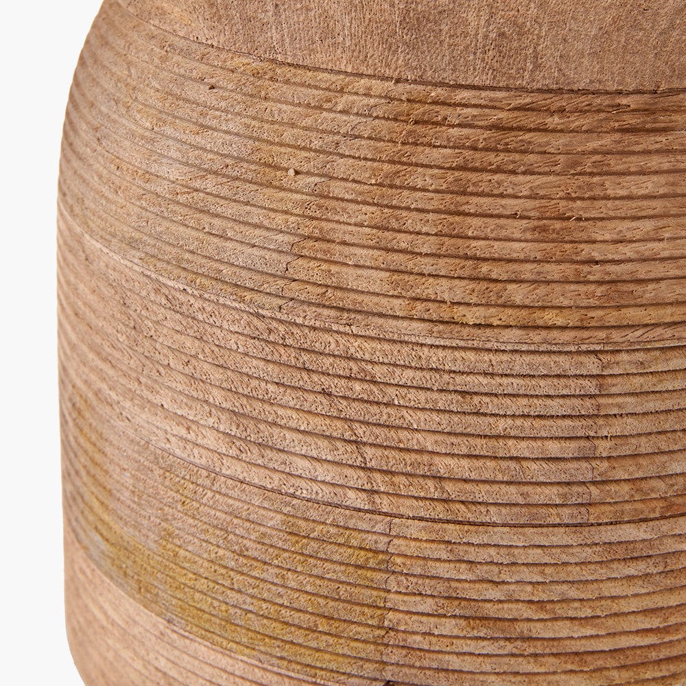 Nelu Natural Engraved Wood Dome Table Lamp Base.