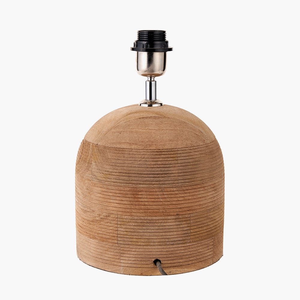 Nelu Natural Engraved Wood Dome Table Lamp Base.