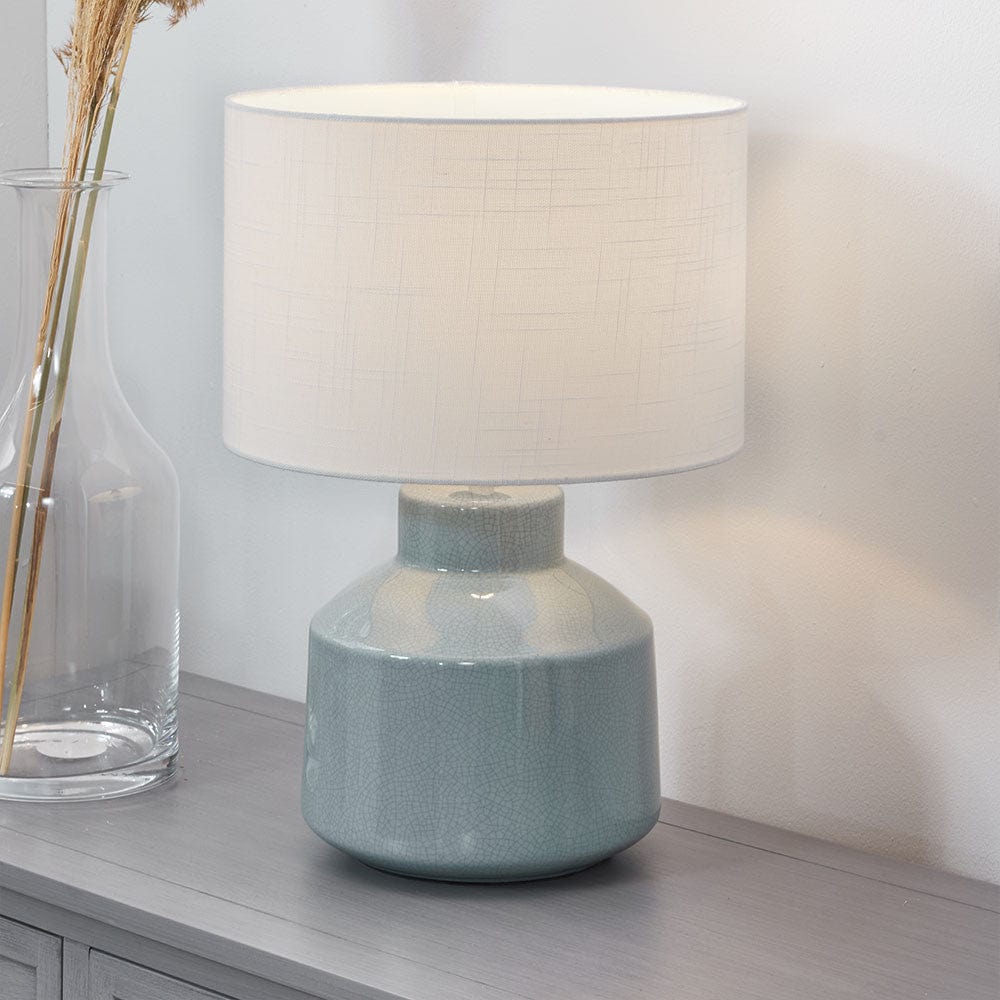 Nora Duck Egg Blue Crackle Effect Table Lamp.