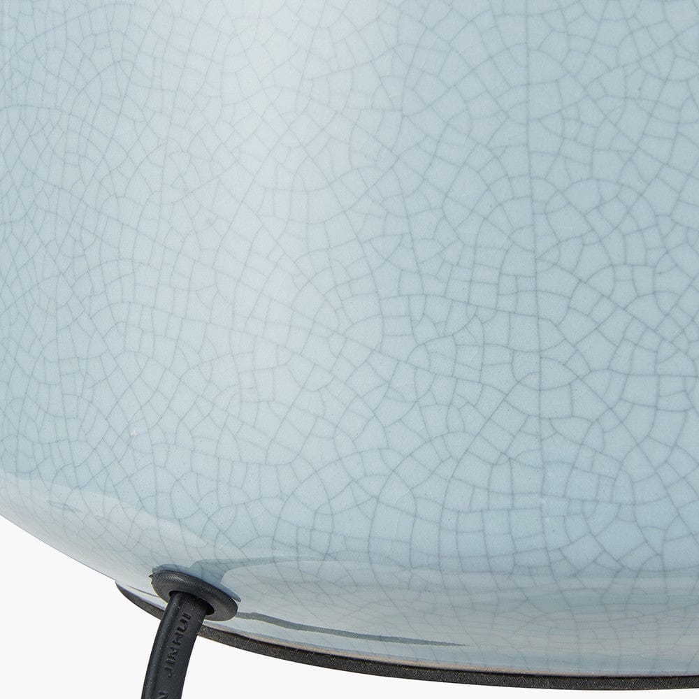 Nora Duck Egg Blue Crackle Effect Table Lamp.