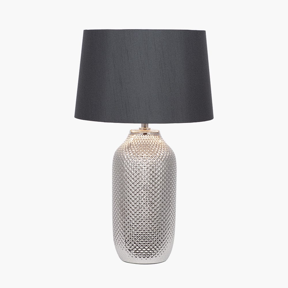 Nova Silver Textured Ceramic Bottle Table Lamp.
