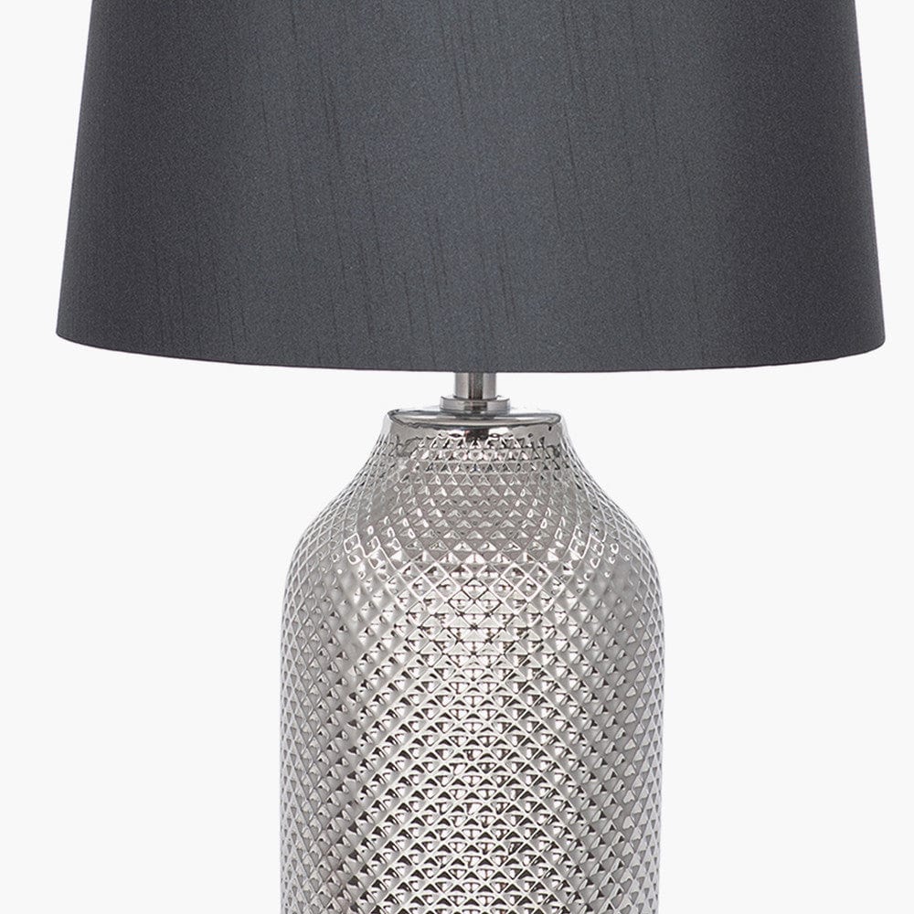 Nova Silver Textured Ceramic Bottle Table Lamp.