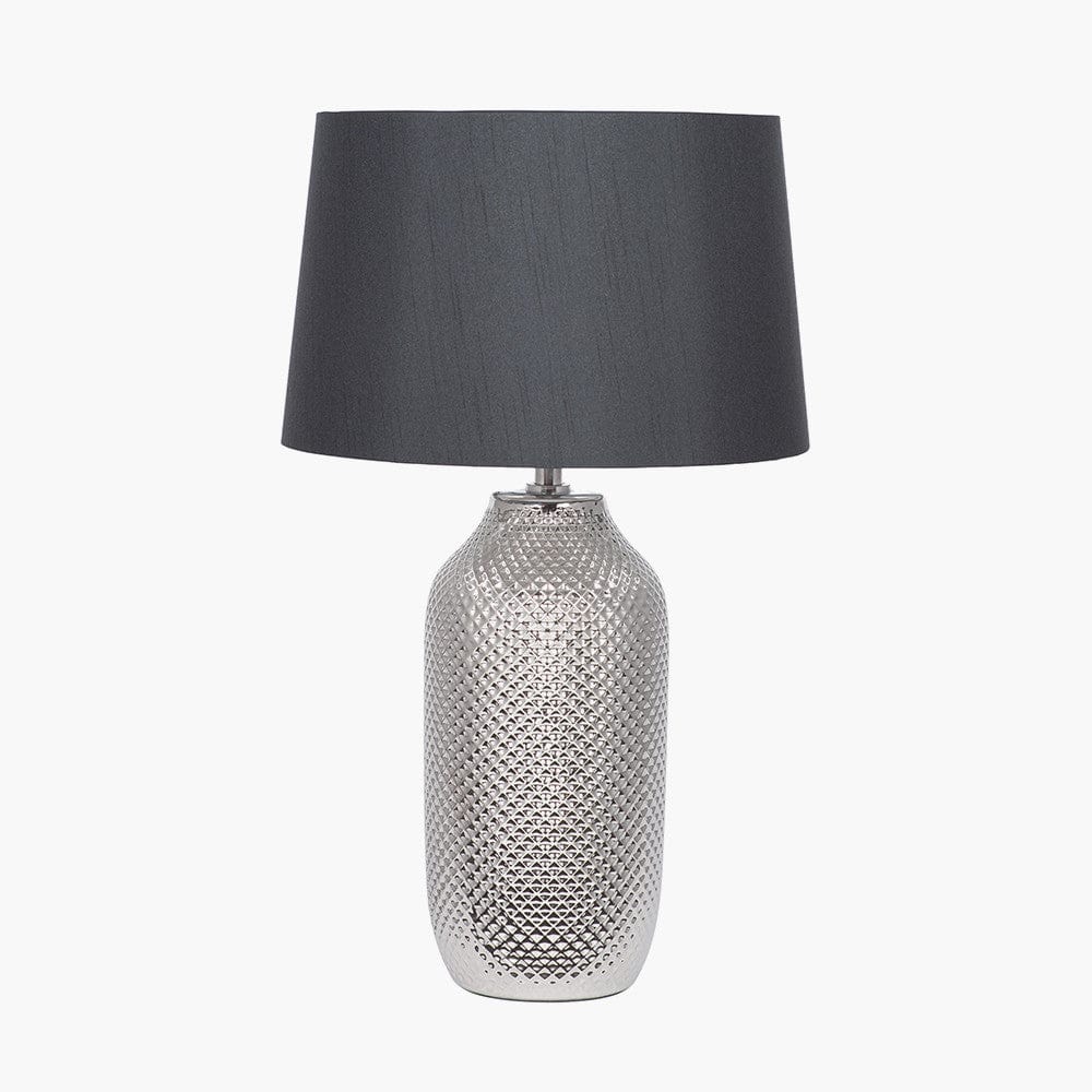 Nova Silver Textured Ceramic Bottle Table Lamp.
