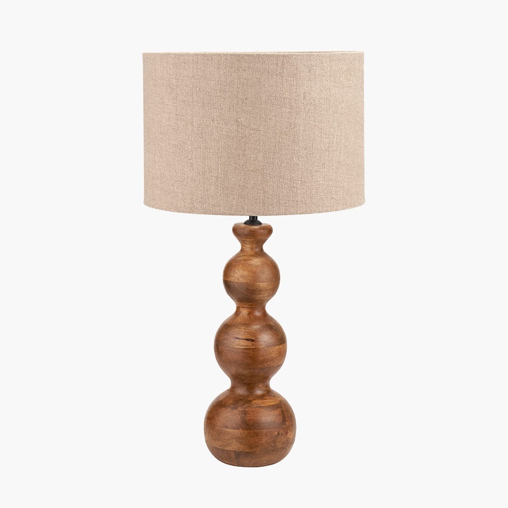 Nyari Brown Oiled Finish Mango Wood 3 Ball Design Table Lamp Base.