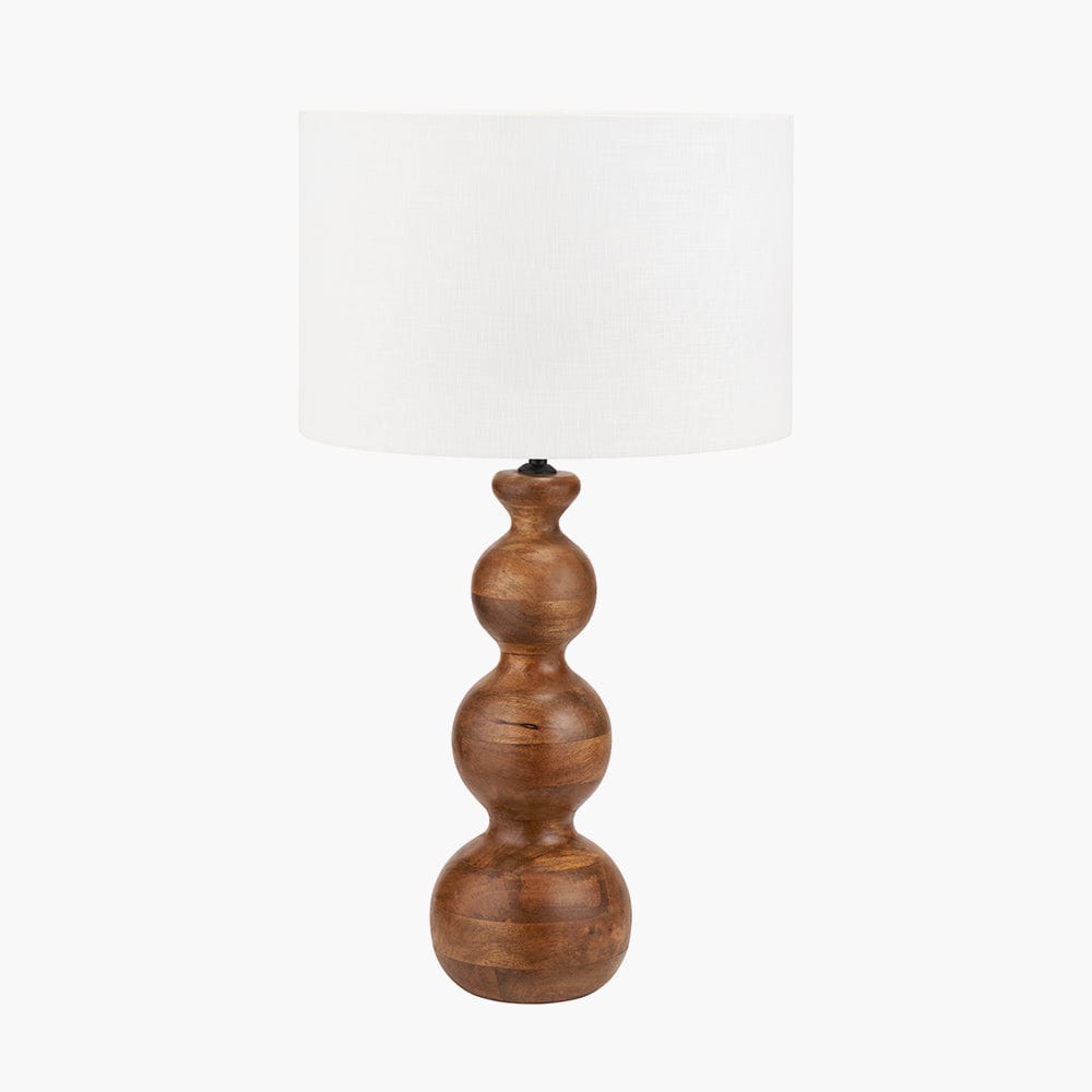 Nyari Brown Oiled Finish Mango Wood 3 Ball Design Table Lamp Base.