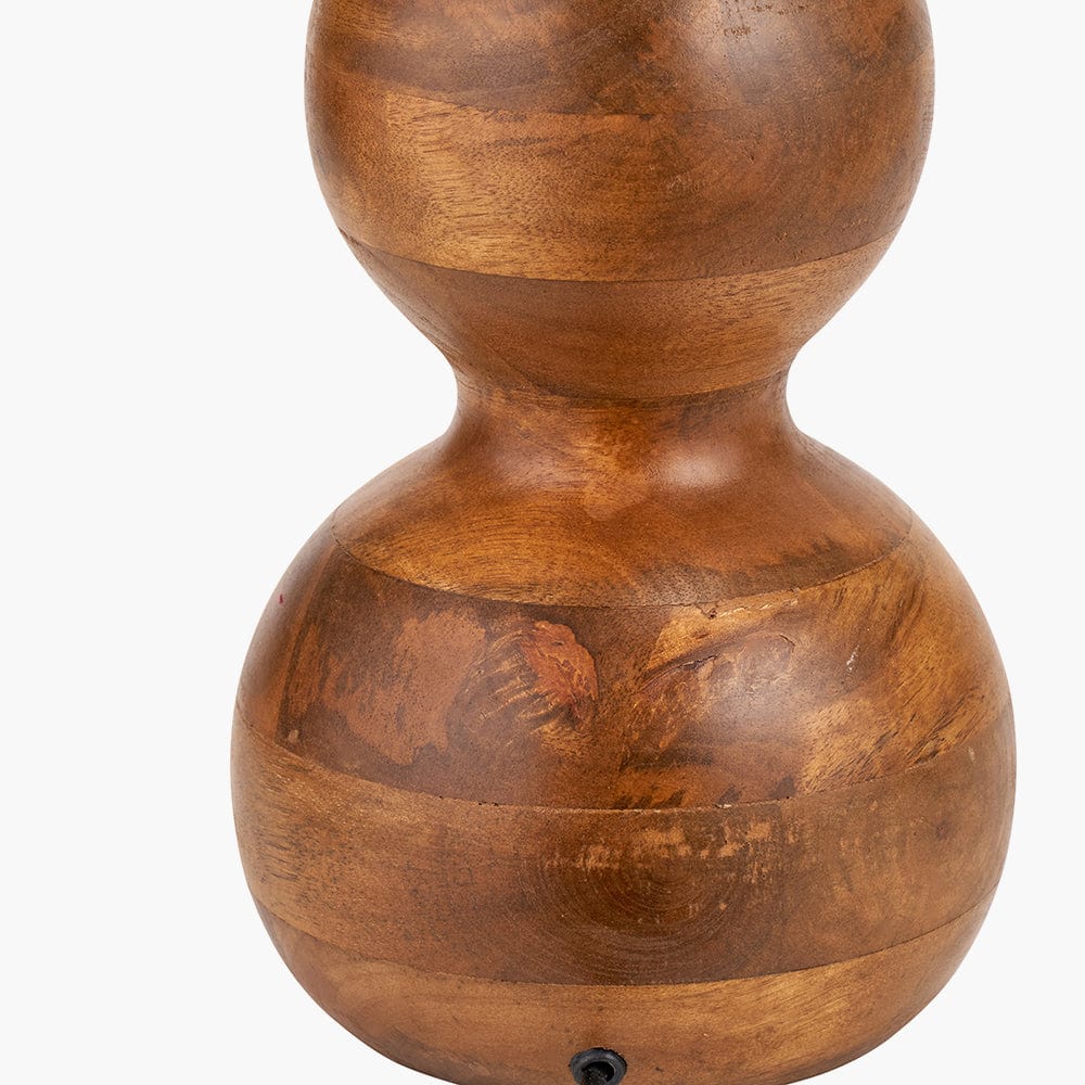 Nyari Brown Oiled Finish Mango Wood 3 Ball Design Table Lamp Base.