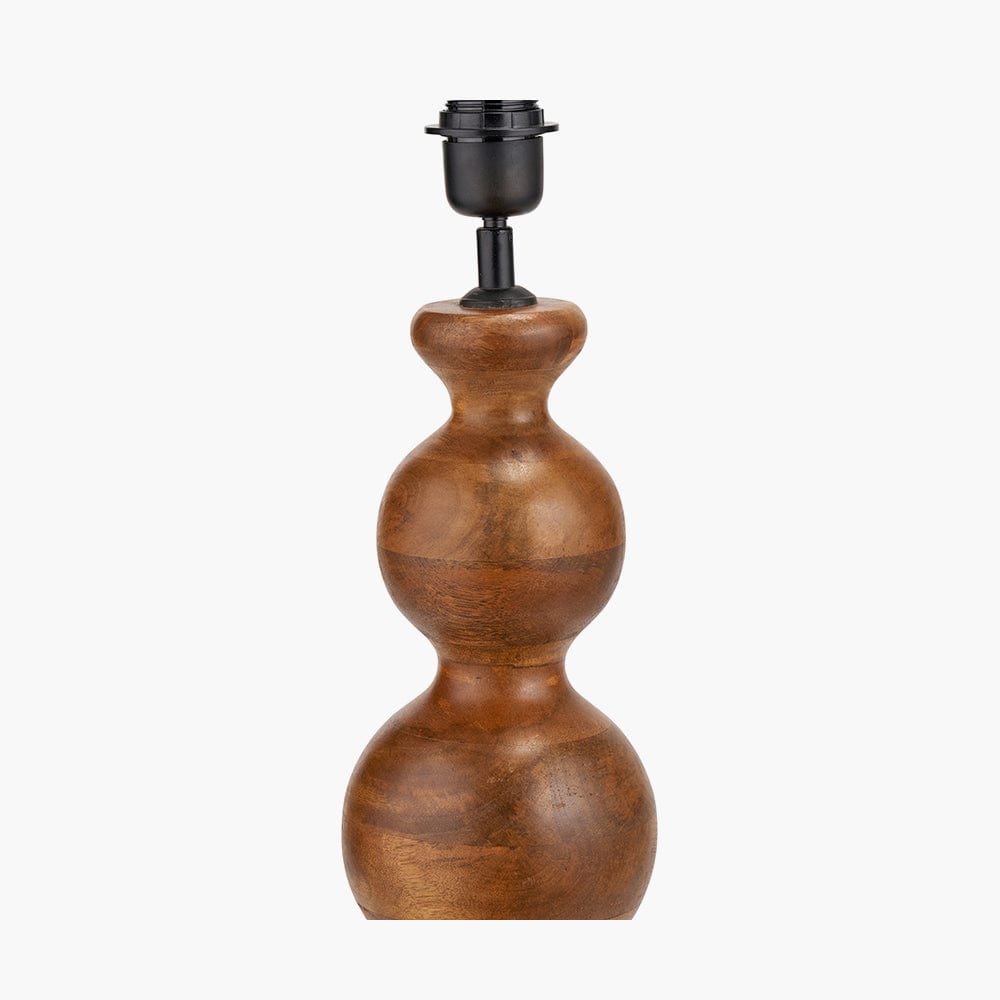 Nyari Brown Oiled Finish Mango Wood 3 Ball Design Table Lamp Base.