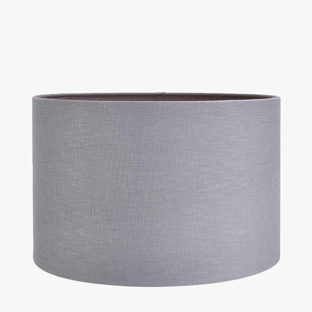 Ophelia Grey Bubble Glass Table Lamp Base with Lino 40cm Steel Grey Self Lined Linen Cylinder Lampshade.