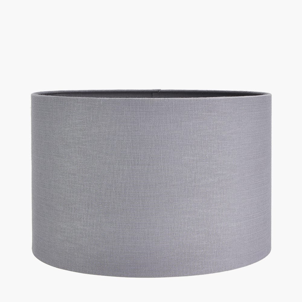 Ophelia Grey Bubble Glass Table Lamp Base with Lino 40cm Steel Grey Self Lined Linen Cylinder Lampshade.