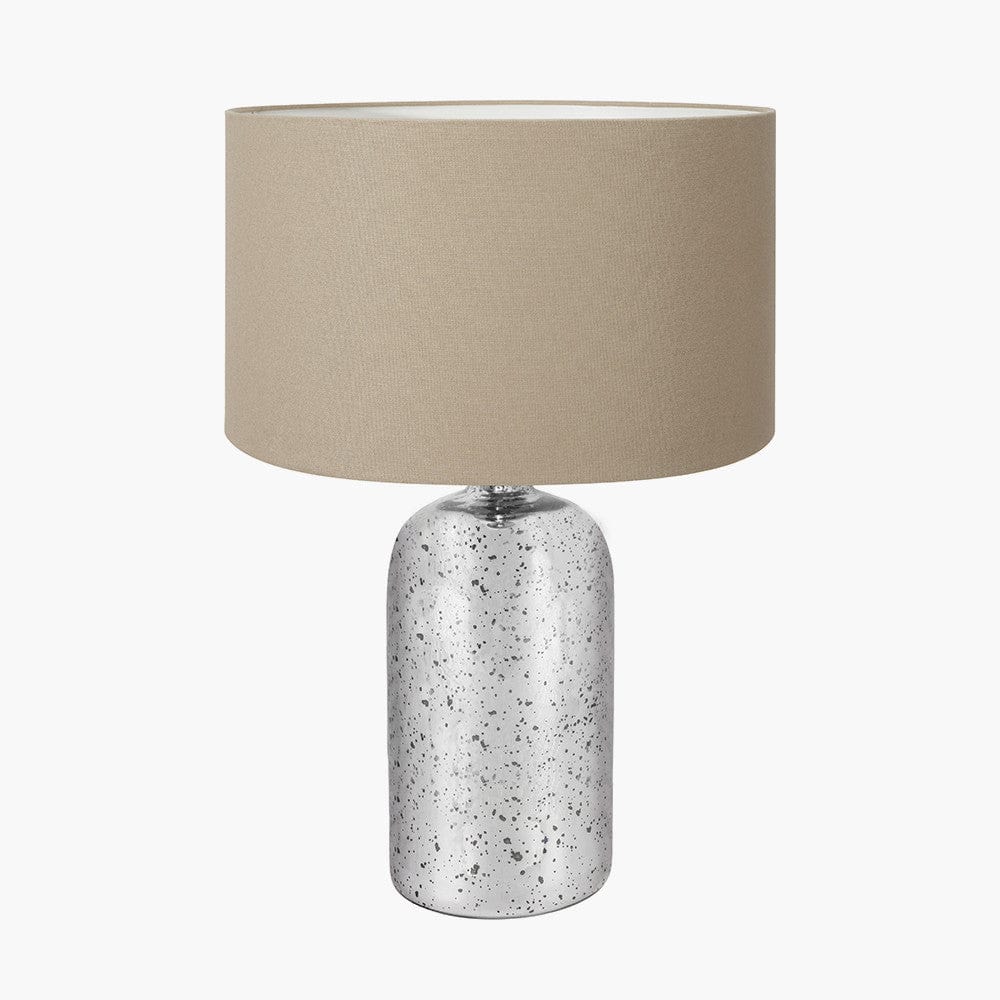 Pacific Lifestyle Lighting Ophelia Mercurial Glass Table Lamp Base with Henry 40cm Taupe Handloom Cylinder Lampshade House of Isabella UK