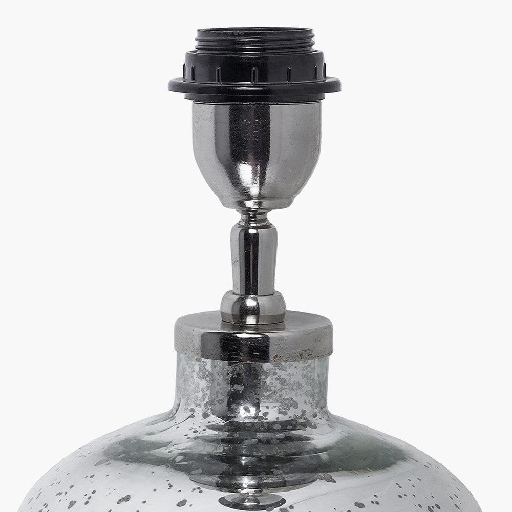 Pacific Lifestyle Lighting Ophelia Mercurial Glass Table Lamp Base with Lino 40cm White Self Lined Linen Cylinder Lampshade House of Isabella UK