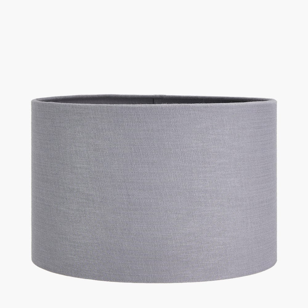 Ophelia Small Grey Bubble Glass Table Lamp Base with Lino 30cm Steel Grey Self Lined Linen Cylinder Lampshade.