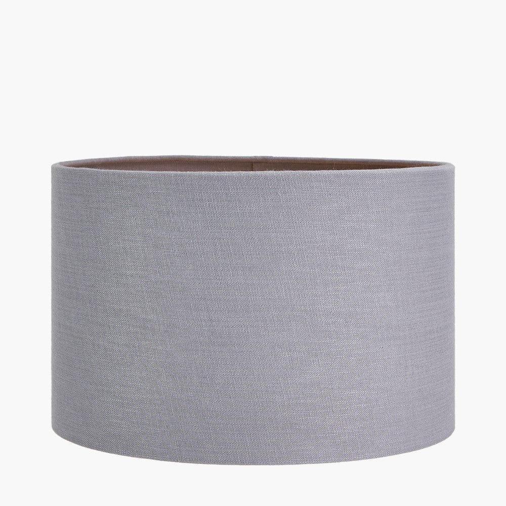 Ophelia Small Grey Bubble Glass Table Lamp Base with Lino 30cm Steel Grey Self Lined Linen Cylinder Lampshade.