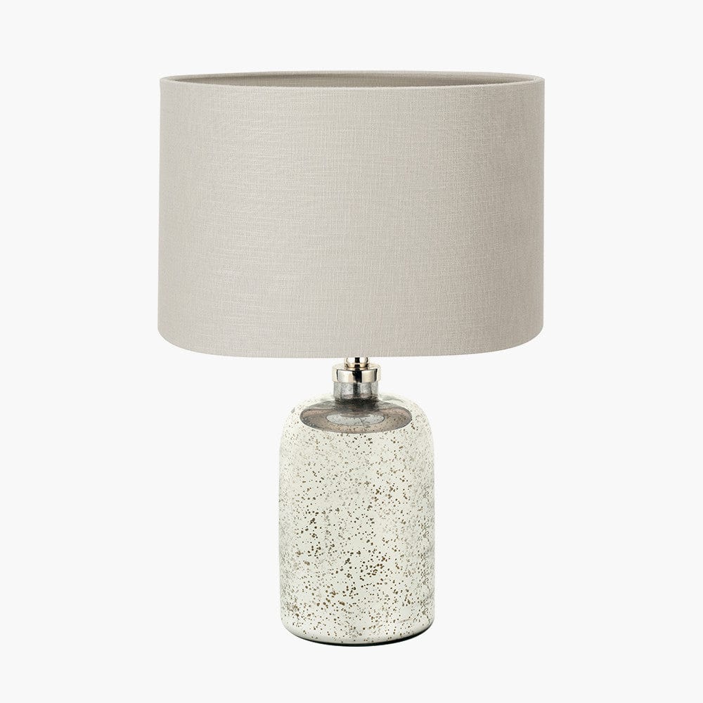 Pacific Lifestyle Lighting Ophelia Small Mercurial Glass Table Lamp Base with Lino 30cm Grey Self Lined Linen Cylinder Lampshade House of Isabella UK