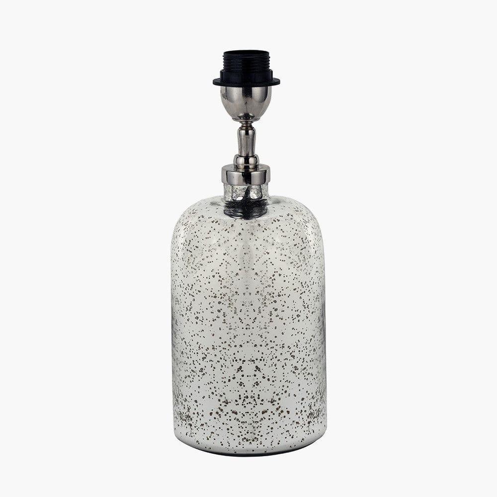 Pacific Lifestyle Lighting Ophelia Small Mercurial Glass Table Lamp Base with Lino 30cm Grey Self Lined Linen Cylinder Lampshade House of Isabella UK