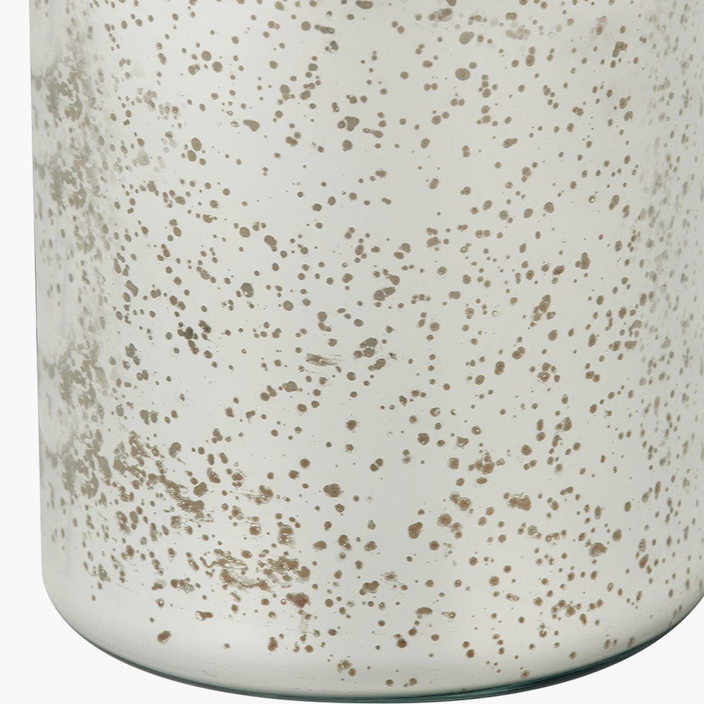 Pacific Lifestyle Lighting Ophelia Small Mercurial Glass Table Lamp Base with Lino 30cm Grey Self Lined Linen Cylinder Lampshade House of Isabella UK