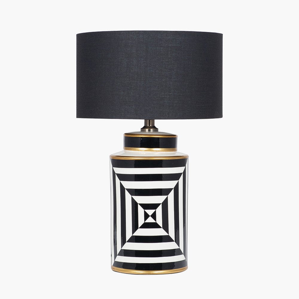 Pacific Lifestyle Lighting Optic Black and White Optic Stripe Ceramic Table Lamp - Base Only House of Isabella UK