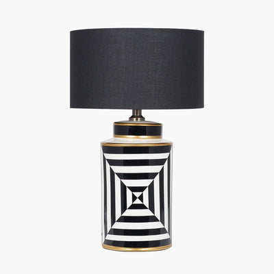 Pacific Lifestyle Lighting Optic Black and White Optic Stripe Ceramic Table Lamp - Base Only House of Isabella UK