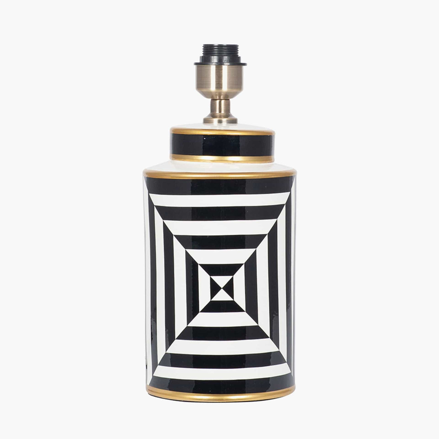 Pacific Lifestyle Lighting Optic Black and White Optic Stripe Ceramic Table Lamp - Base Only House of Isabella UK