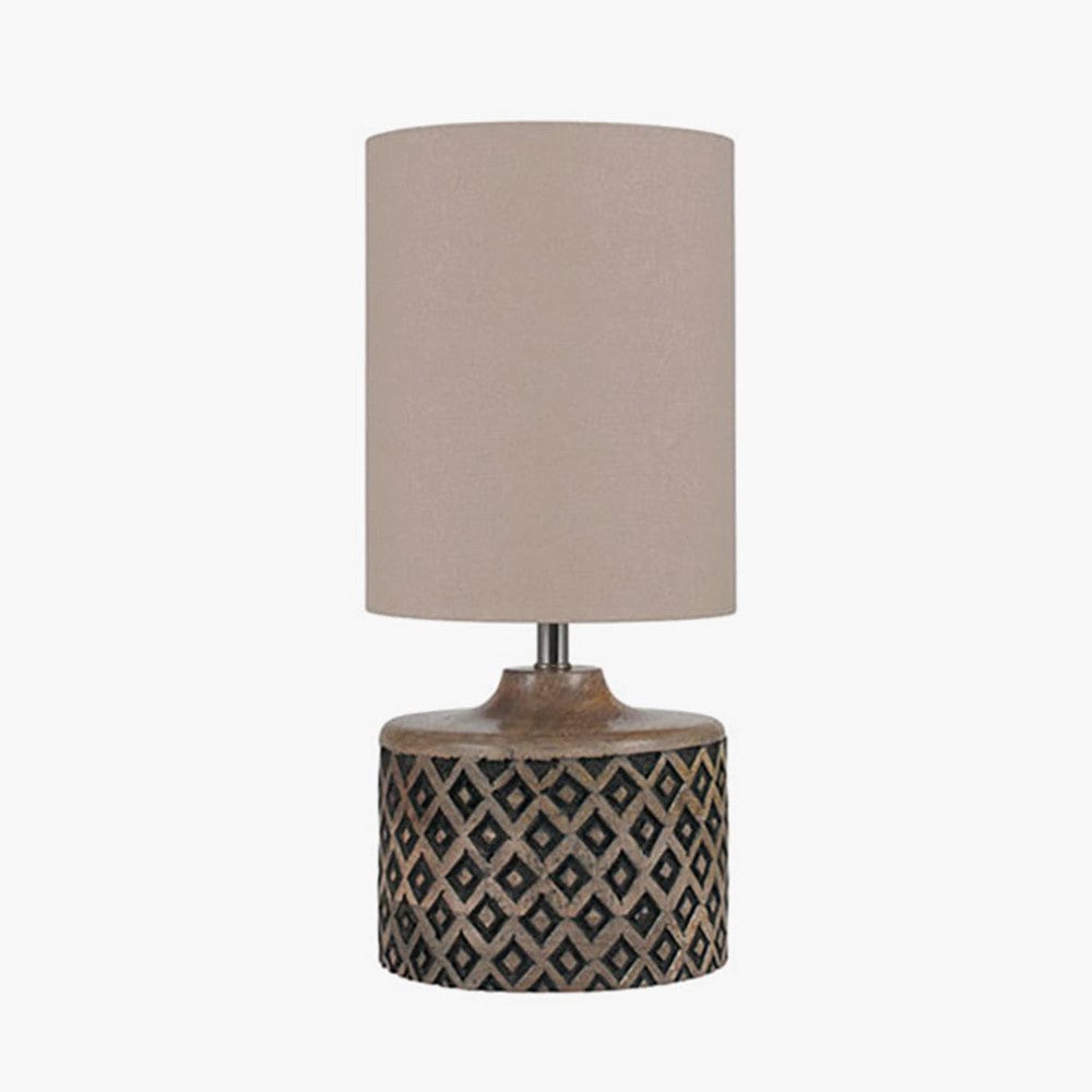 Orissa Short Wooden Diamond Table Lamp.