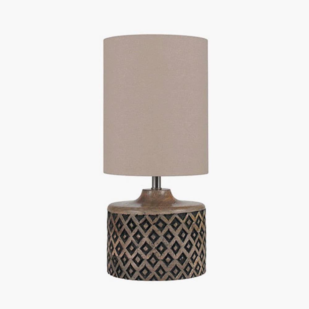 Pacific Lifestyle Lighting Orissa Short Wooden Diamond Table Lamp House of Isabella UK