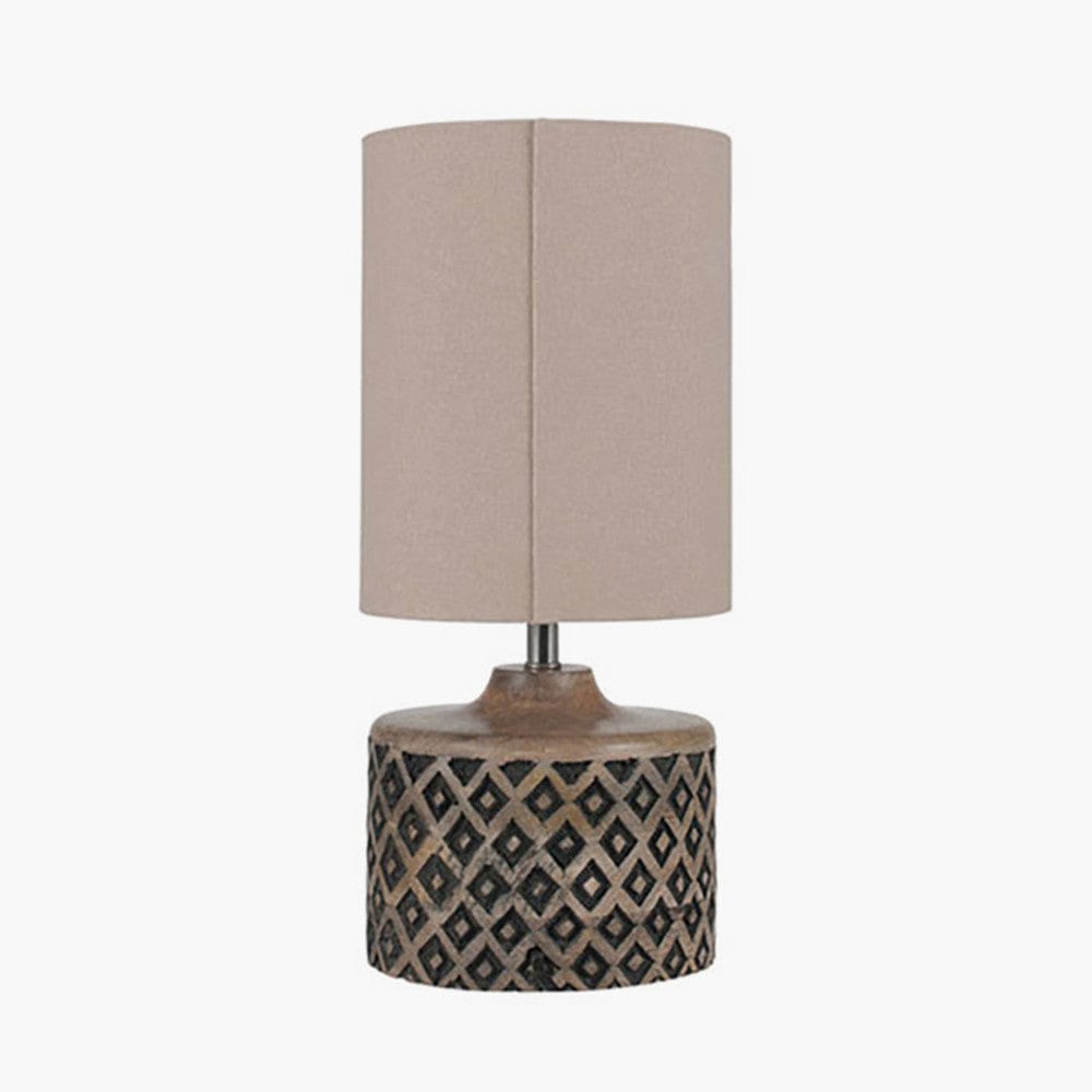 Orissa Short Wooden Diamond Table Lamp.