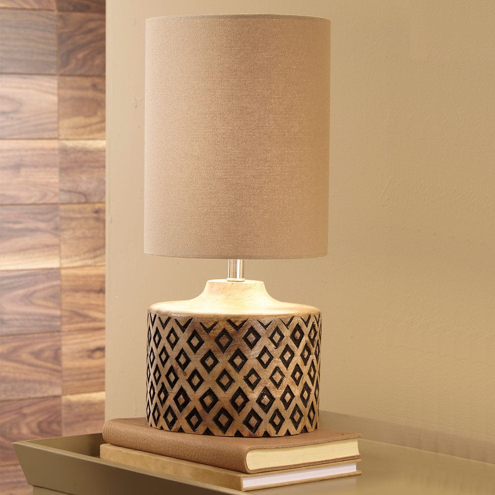 Orissa Short Wooden Diamond Table Lamp.