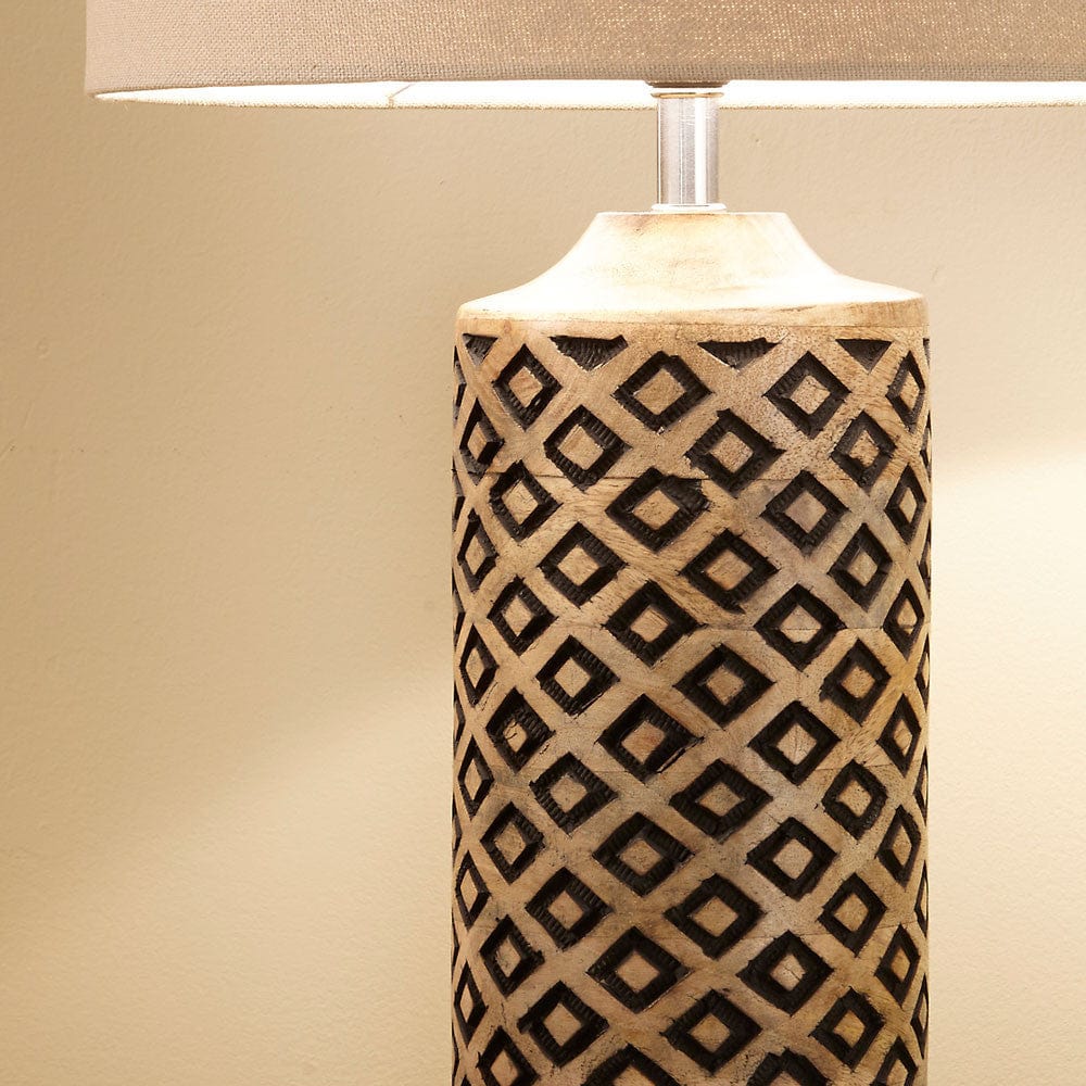 Orissa Tall Wooden Diamond Table Lamp.