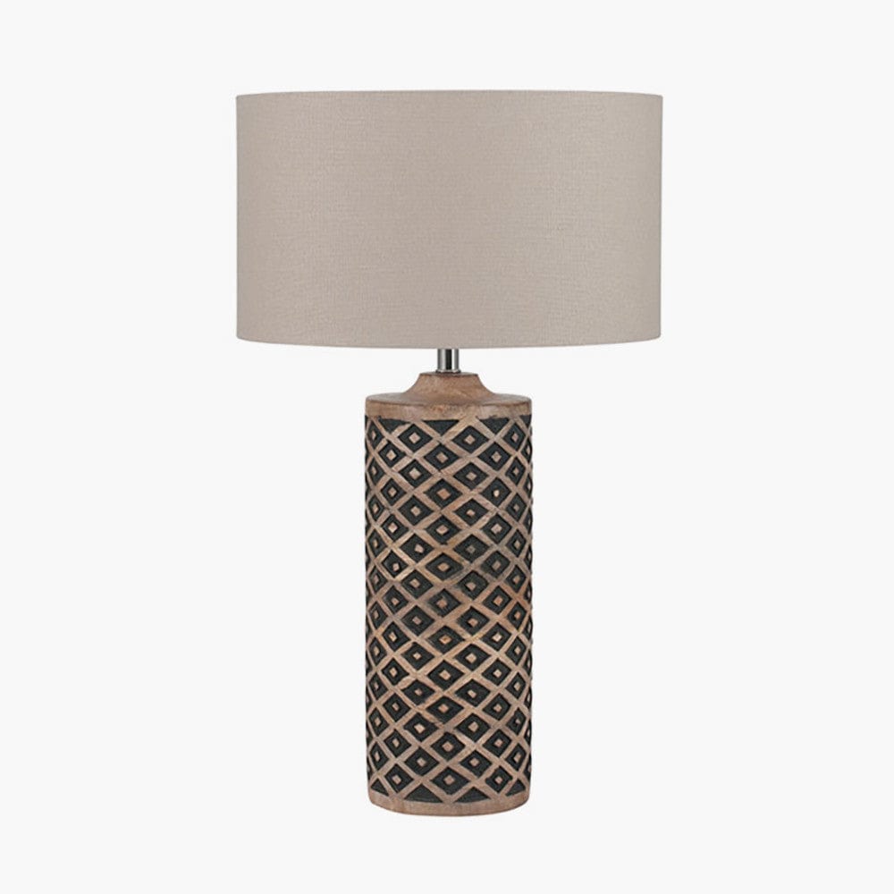 Pacific Lifestyle Lighting Orissa Tall Wooden Diamond Table Lamp House of Isabella UK