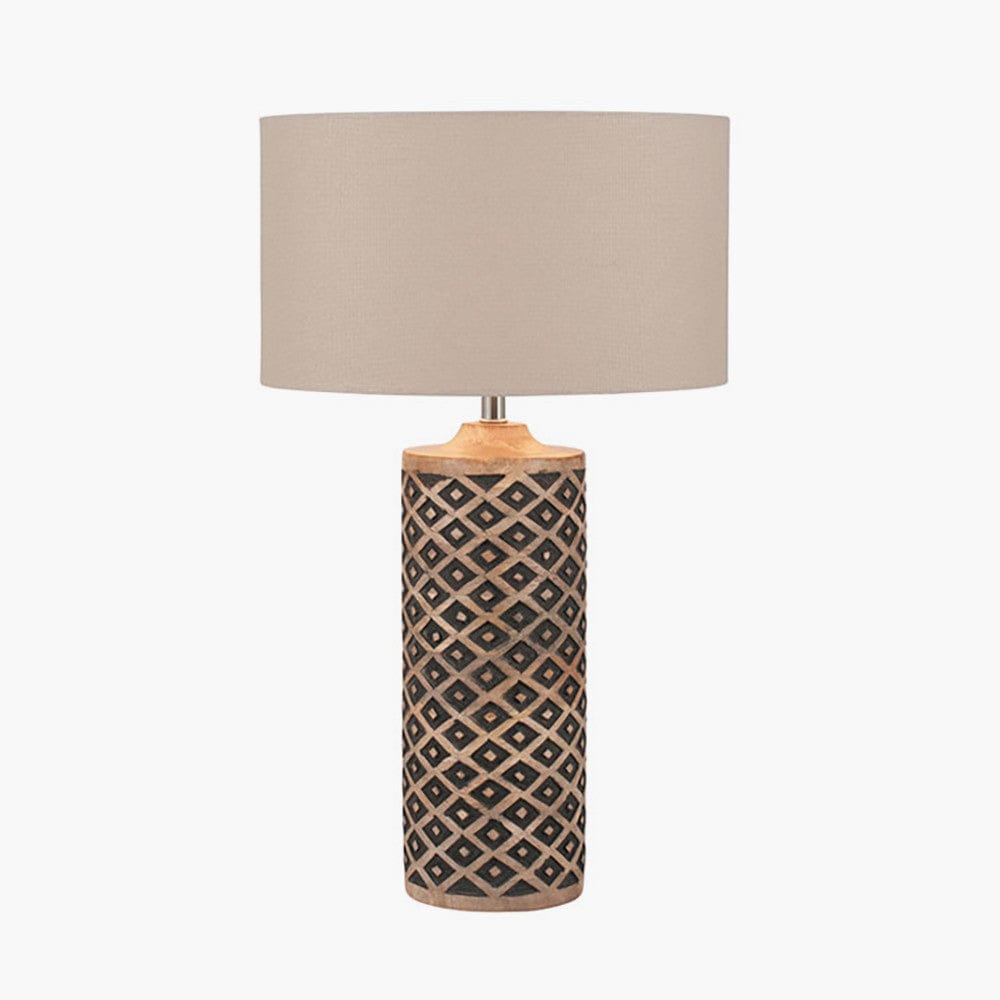 Pacific Lifestyle Lighting Orissa Tall Wooden Diamond Table Lamp House of Isabella UK