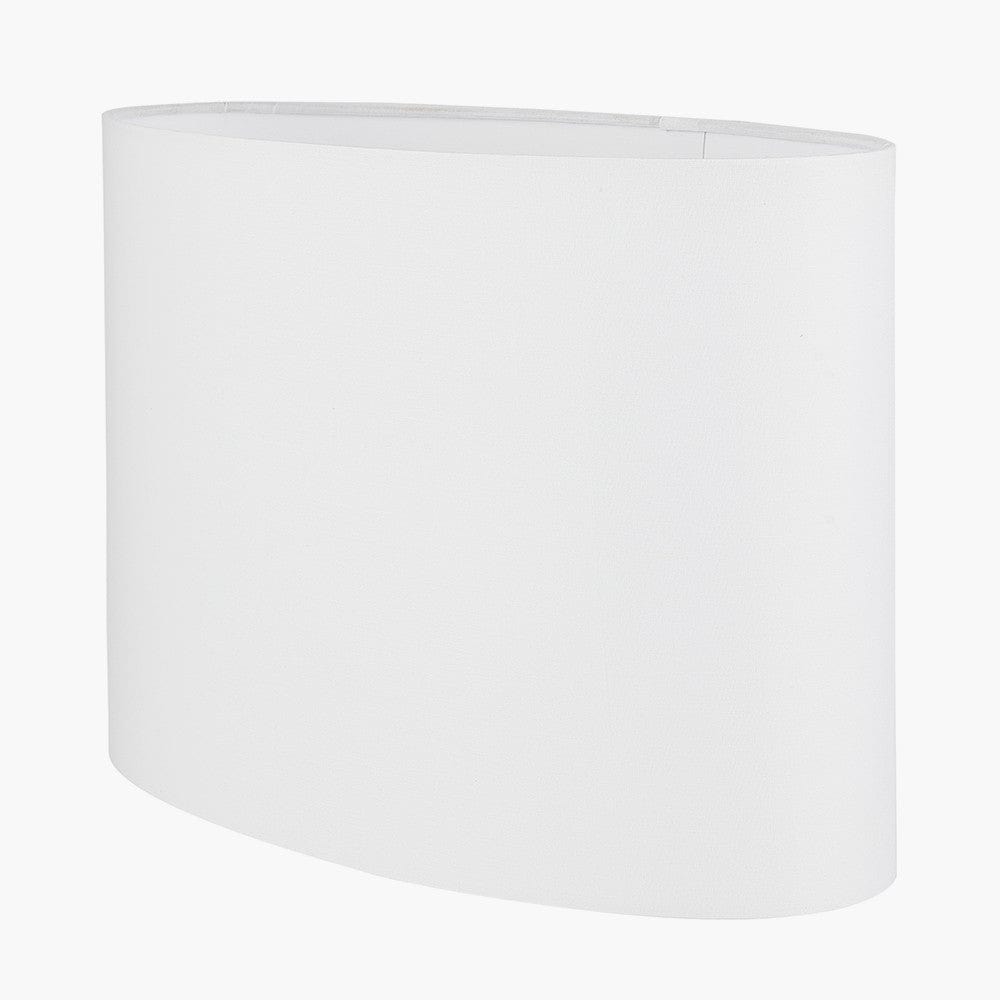 Orla Shiny Gold Metal Statement Circle Table Lamp Base with Mia 35cm Ivory Oval Cotton Mix Lampshade.