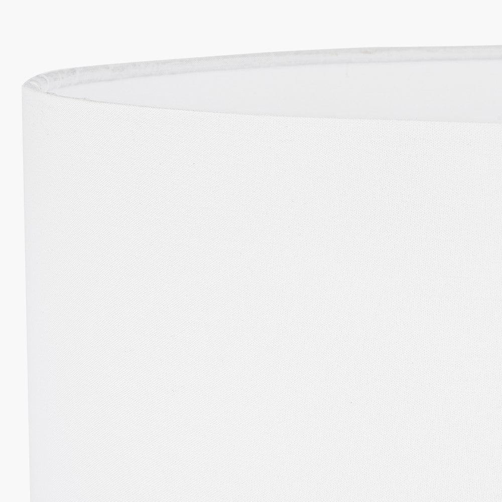 Orla Shiny Gold Metal Statement Circle Table Lamp Base with Mia 35cm Ivory Oval Cotton Mix Lampshade.