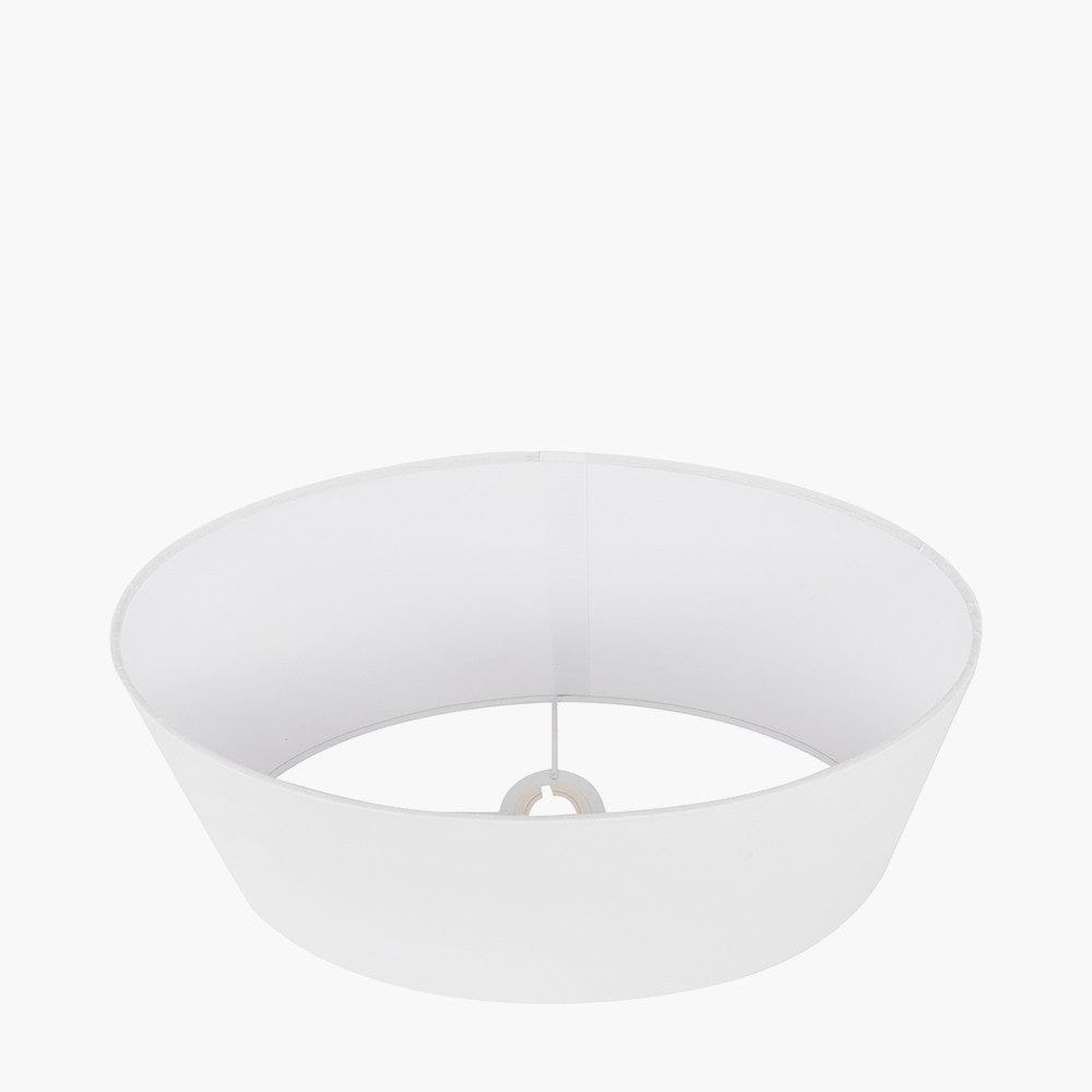 Orla Shiny Gold Metal Statement Circle Table Lamp Base with Mia 35cm Ivory Oval Cotton Mix Lampshade.