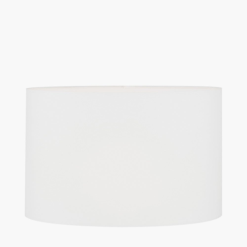 Orla Shiny Gold Metal Statement Circle Table Lamp Base with Mia 35cm Ivory Oval Cotton Mix Lampshade.