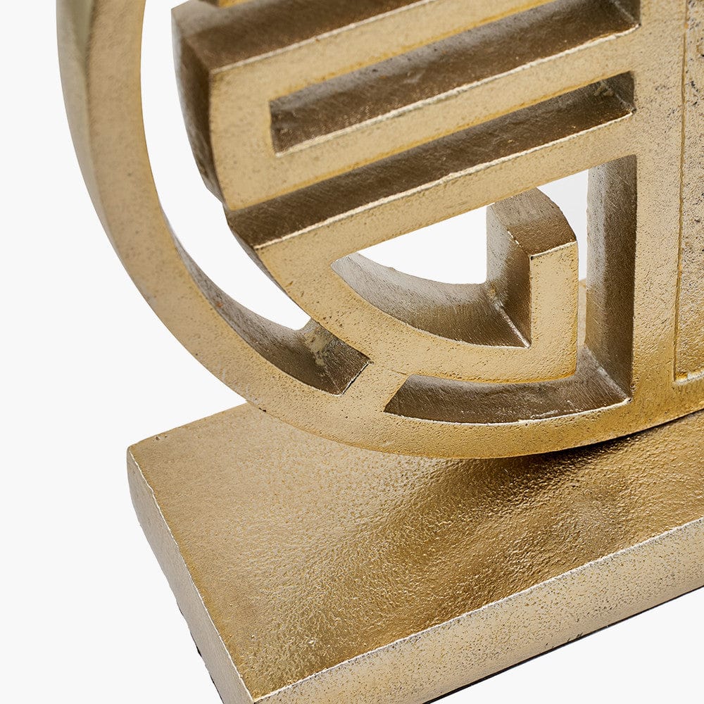 Orla Shiny Gold Metal Statement Circle Table Lamp.