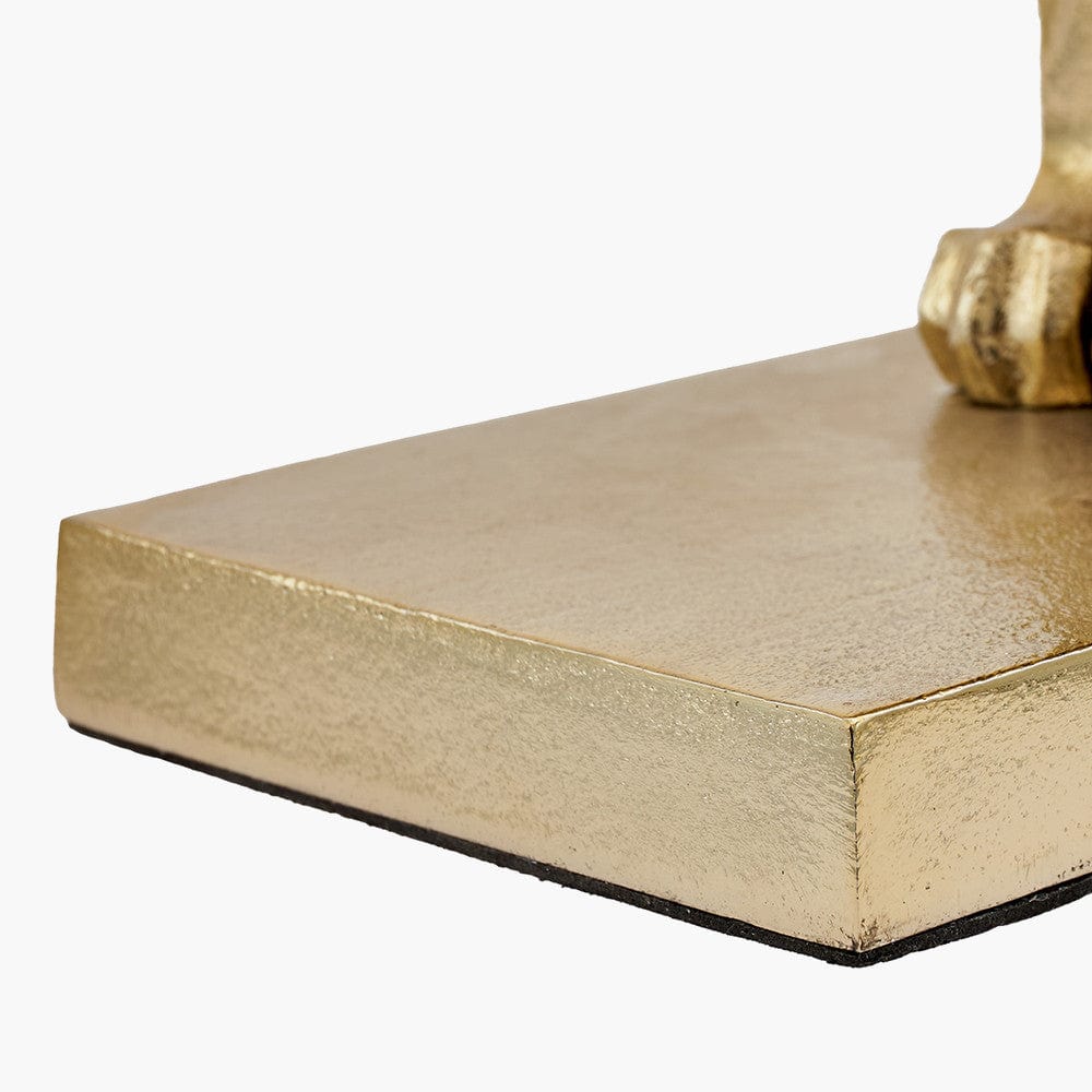 Osa Shiny Gold Metal Jaguar Table Lamp Base with Mia 40cm Ivory Oval Cotton Mix Lampshade.