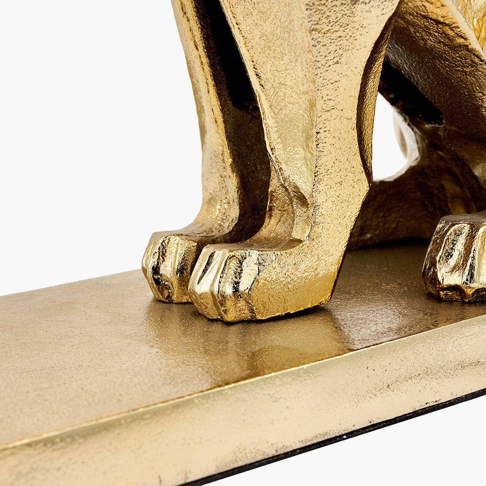 Osa Shiny Gold Metal Jaguar Table Lamp Base with Mia 40cm Ivory Oval Cotton Mix Lampshade.