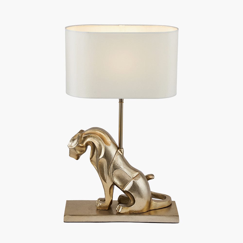 Pacific Lifestyle Lighting Osa Shiny Gold Metal Jaguar Table Lamp House of Isabella UK