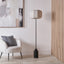 Pacific Lifestyle Lighting Oscar Black Metal and Natural Linen Structured Floor Lamp House of Isabella UK