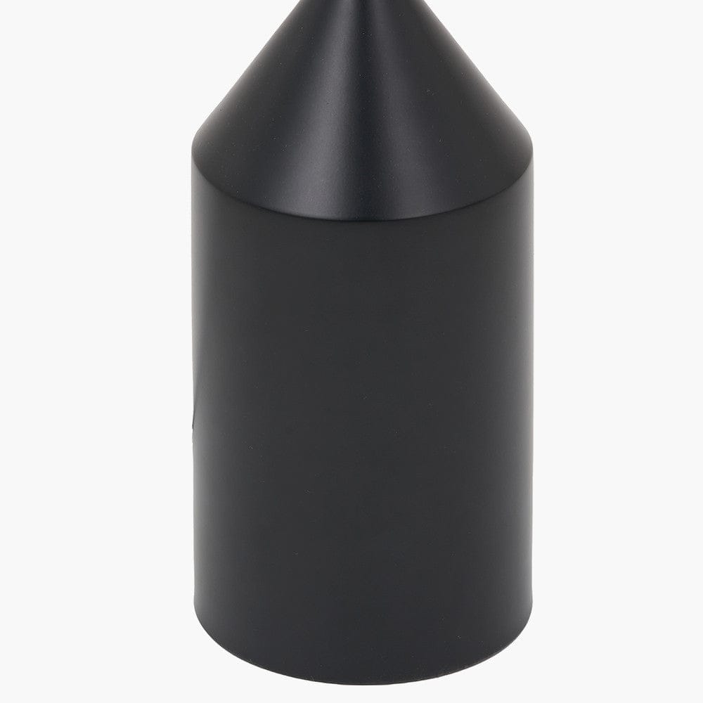 Pacific Lifestyle Lighting Oscar Black Metal and Natural Linen Structured Floor Lamp House of Isabella UK