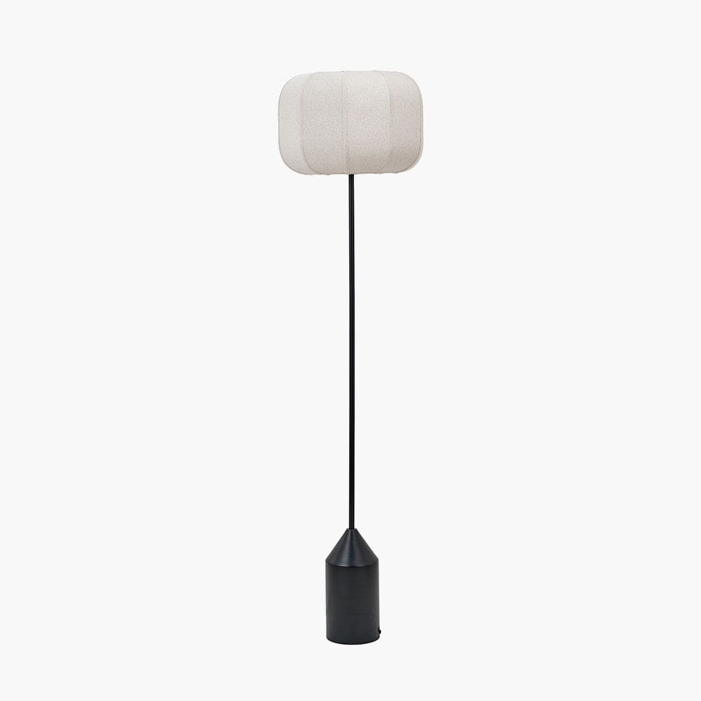 Pacific Lifestyle Lighting Oscar Black Metal and Natural Linen Structured Floor Lamp House of Isabella UK