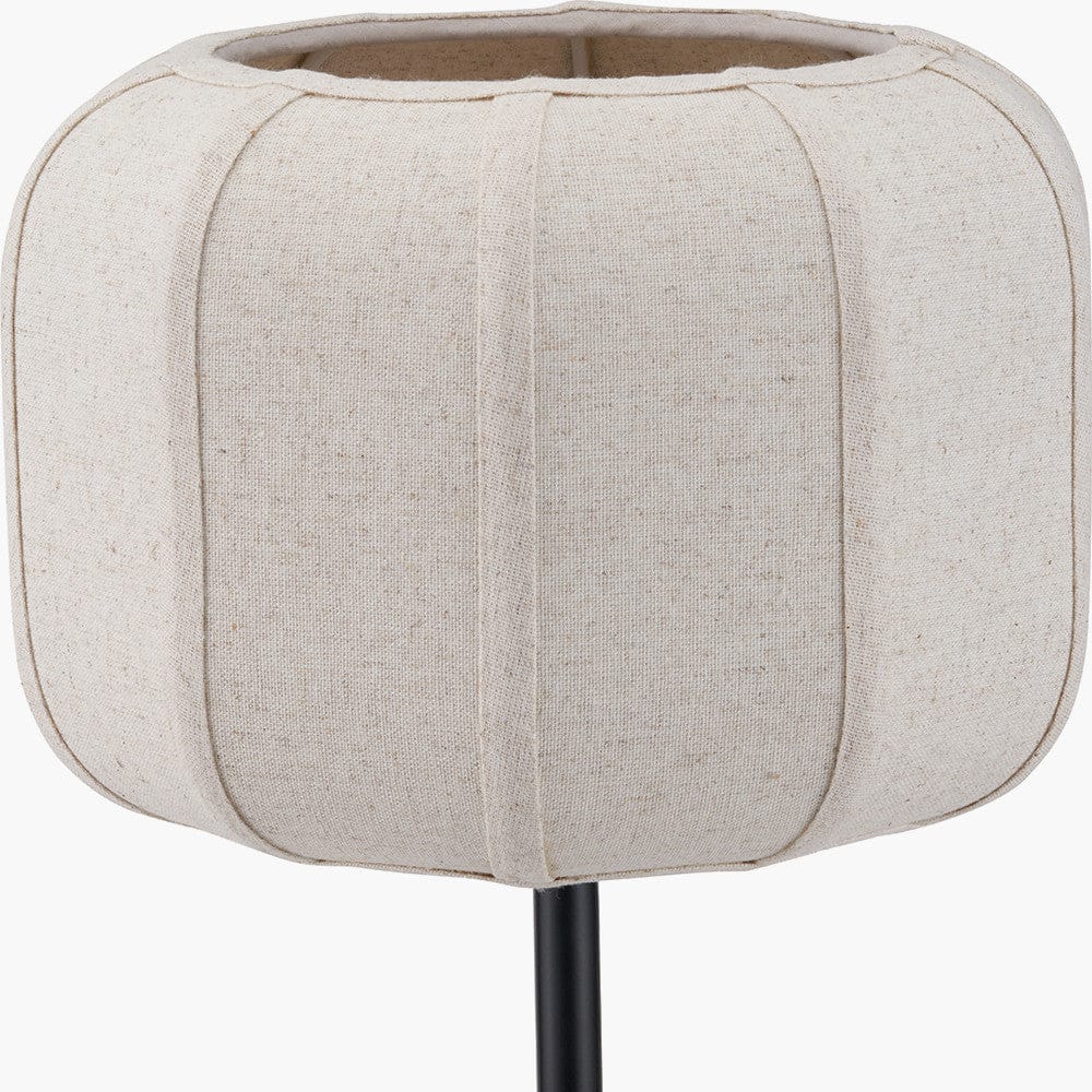 Pacific Lifestyle Lighting Oscar Black Metal and Natural Linen Structured Table Lamp House of Isabella UK