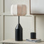 Pacific Lifestyle Lighting Oscar Black Metal and Natural Linen Structured Table Lamp House of Isabella UK