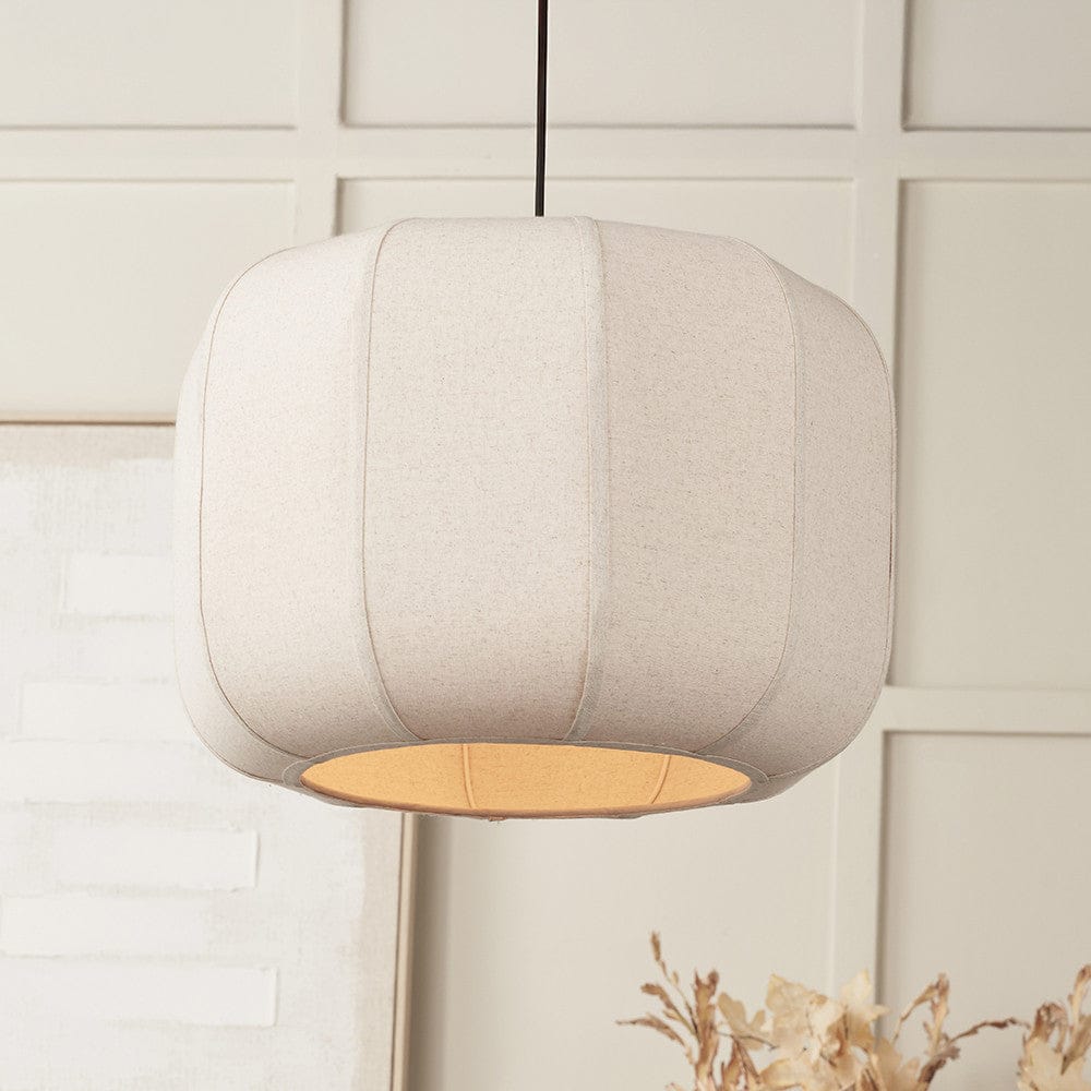 Pacific Lifestyle Lighting Oscar Natural Linen Structured Pendant House of Isabella UK