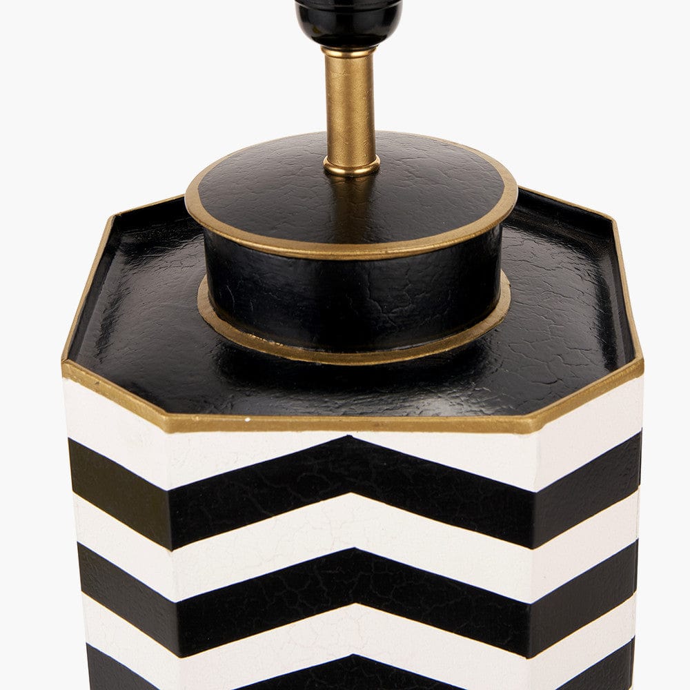 Oskar Black and White Chevron Hand Painted Metal Table Lamp.