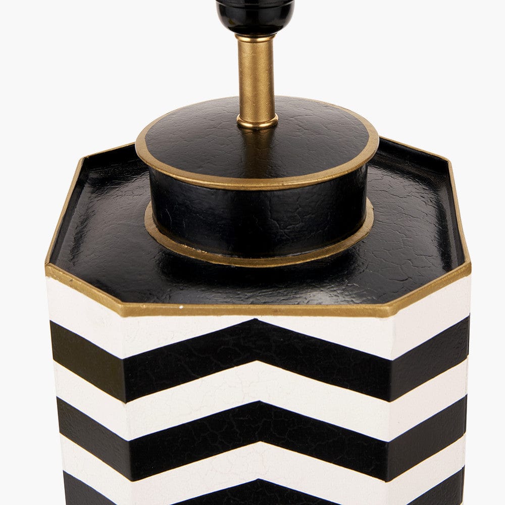 Pacific Lifestyle Lighting Oskar Black and White Chevron Hand Painted Metal Table Lamp House of Isabella UK