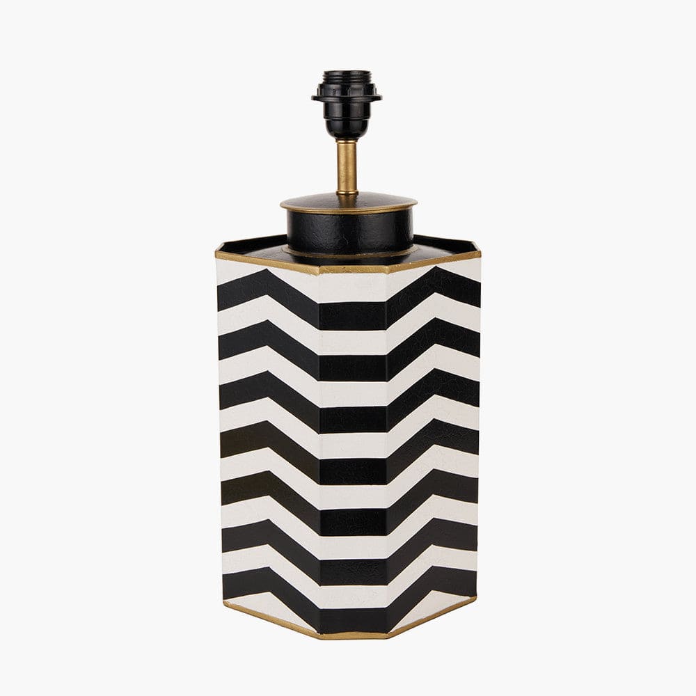 Oskar Black and White Chevron Hand Painted Metal Table Lamp.