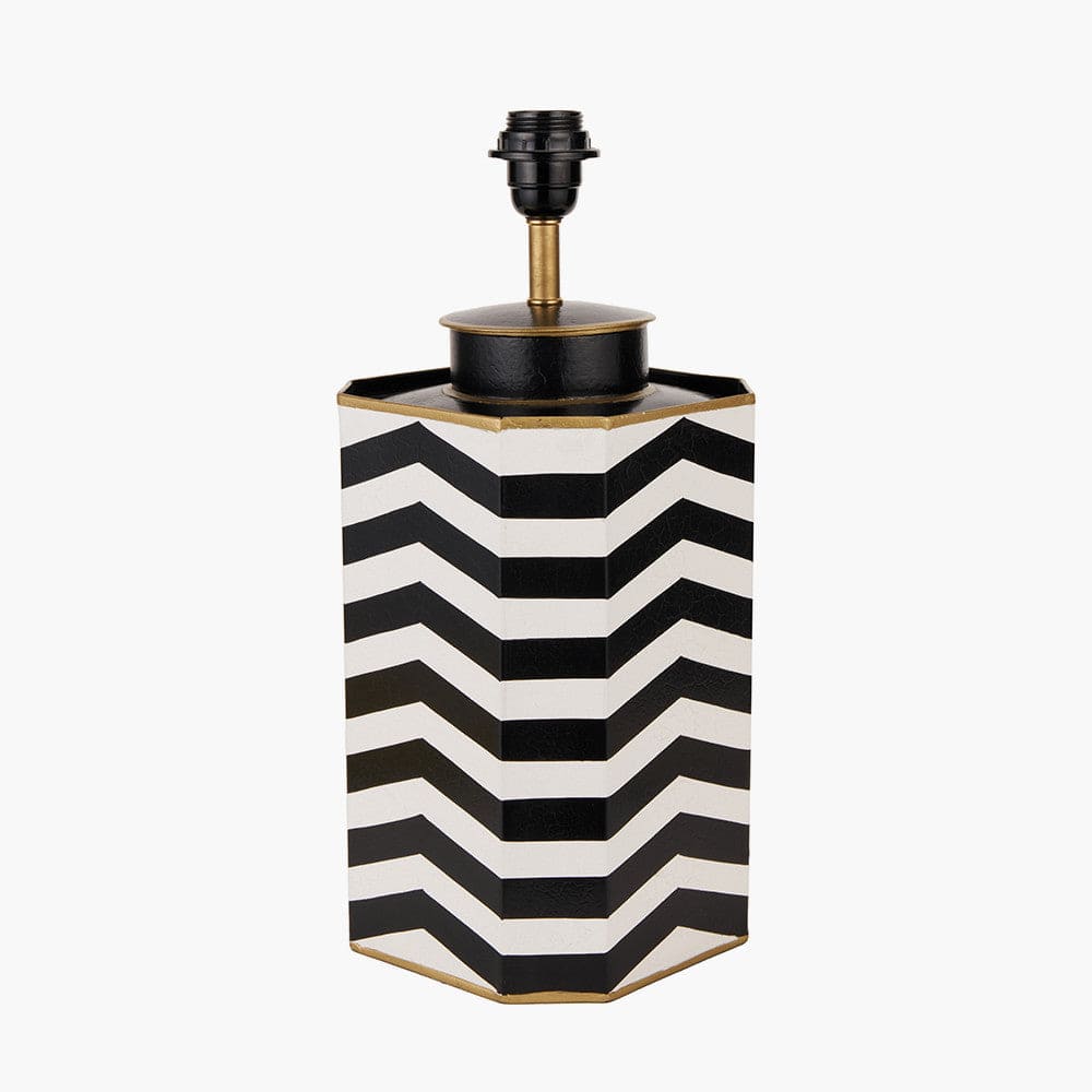 Pacific Lifestyle Lighting Oskar Black and White Chevron Hand Painted Metal Table Lamp House of Isabella UK